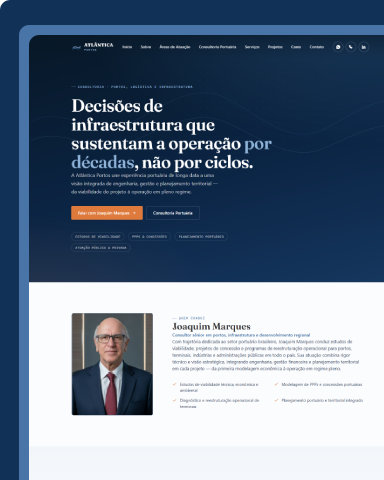 Site da Atlântica Portos, feito pela Agência HDG
