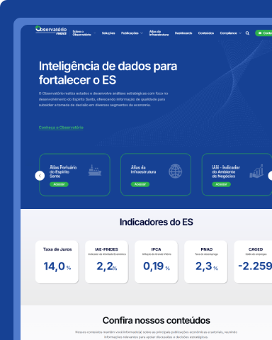 Site do Observatório Findes, feito pela Agência HDG
